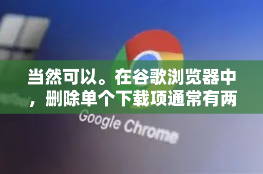 当然可以。在谷歌浏览器中，删除单个下载项通常有两种情况，操作略有不同